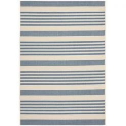 Safavieh CY6062-233-6 6 ft. -7 in. x 9 ft. -6 in. Medium Rectangle Indoor-Outdoor Courtyard; Beige and Blue; Machine Made Rug