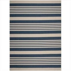 Safavieh CY6062-268-8 8 ft. x 11 ft. Large Rectangle Indoor-Outdoor Courtyard; Navy and Beige; Machine Made Rug