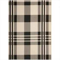 Safavieh CY6201-216-8 8 ft. x 11 ft. -2 in. Large Rectangle Indoor-Outdoor Courtyard; Black and Bone; Machine Made Rug