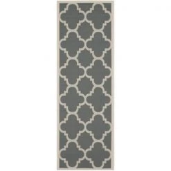 Safavieh CY6243-246-27 2 ft. -4 in. x 6 ft. -7 in. Runner Indoor-Outdoor Courtyard; Grey and Beige; Machine Made Rug