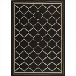 Safavieh CY6889-26-9 9 ft. x 12 ft. Large Rectangle Indoor-Outdoor Courtyard; Black and Creme; Machine Made Rug
