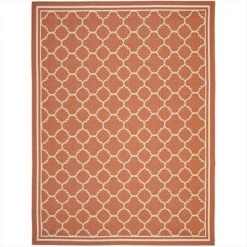 Safavieh CY6918-241-9 9 ft. x 12 ft. -6 in. Large Rectangle Indoor-Outdoor Courtyard; Terracotta and Bone; Machine Made Rug