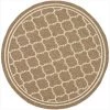 Safavieh CY6918-242-7R 6 ft. -7 in. x 6 ft. -7 in. Round Indoor-Outdoor Courtyard; Brown and Bone; Machine Made Rug