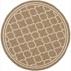 Safavieh CY6918-242-7R 6 ft. -7 in. x 6 ft. -7 in. Round Indoor-Outdoor Courtyard; Brown and Bone; Machine Made Rug