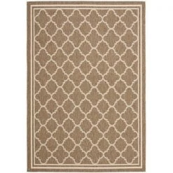 Safavieh CY6918-242-9 9 ft. x 12 ft. -6 in. Large Rectangle Indoor-Outdoor Courtyard; Brown and Bone; Machine Made Rug
