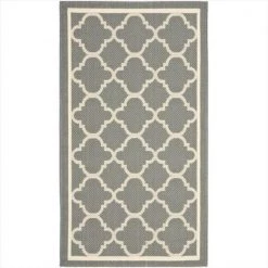 Safavieh CY6918-246-2 2 ft. x 3 ft. -7 in. Accent Indoor-Outdoor Courtyard; Anthracite and Beige; Machine Made Rug