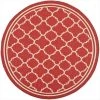 Safavieh CY6918-248-4R 4 ft. x 4 ft. Round Indoor-Outdoor Courtyard; Red and Bone; Machine Made Rug -Rugs&Mats Official Shop Unbeatablesale20Inc sfvh34643xx1200xxb4a392