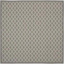 Safavieh CY6919-246-8SQ 7 ft. -10 in. x 7 ft. -10 in. Square Indoor-Outdoor Courtyard; Anthracite and Beige; Machine Made Rug