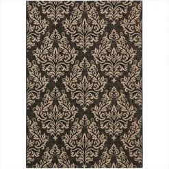 Safavieh CY6930-26-5 5 ft. -3 in. x 7 ft. -7 in. Medium Rectangle Indoor-Outdoor Courtyard; Black and Creme; Machine Made Rug