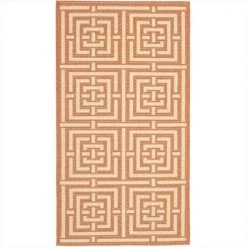 Safavieh CY6937-21-6 6 ft. -7 in. x 9 ft. -6 in. Medium Rectangle Indoor-Outdoor Courtyard; Terracotta and Cream; Machine Made Rug