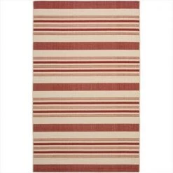 Safavieh CY7062-238A21-5 5 ft. -3 in. x 7 ft. -7 in. Medium Rectangle Indoor-Outdoor Courtyard; Beige and Red; Machine Made Rug