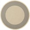 Safavieh CY7987-65A5-5R 5 ft. -3 in. x 5 ft. -3 in. Round Indoor-Outdoor Courtyard; Grey and Cream; Machine Made Rug