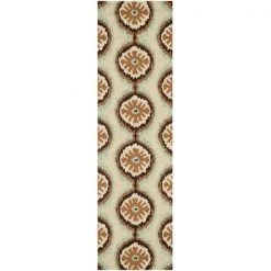 Safavieh FRS486C-28 2 ft. - 3 in. x 8 ft. Runner; Indoor - Outdoor Four Seasons Beige And Green Hand Hooked Rug