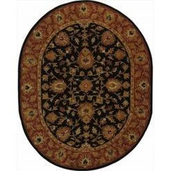 Safavieh HG112A-5OV 4 ft. - 6 in. x 6 ft. - 6 in. Oval; Traditional Heritage Black And Red Hand Tufted Rug