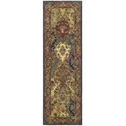 Safavieh HG911A-26 2 ft. - 3 in. x 6 ft. Runner; Traditional Heritage Multi And Burgundy Hand Tufted Rug
