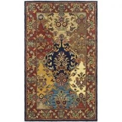 Safavieh HG911A-4 4 x 6 ft. Small Rectangle; Traditional Heritage Multi And Burgundy Hand Tufted Rug