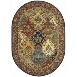 Safavieh HG911A-8OV 7 ft. - 6 in. x 9 ft. - 6 in. Oval; Traditional Heritage Multi And Burgundy Hand Tufted Rug