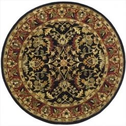Safavieh HG953A-4R 3 ft. - 6 in. x 3 ft. - 6 in. Round; Traditional Heritage Black And Red Hand Tufted Rug