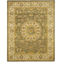 Safavieh HG954A-8 7 ft. - 6 in. x 9 ft. - 6 in. Large Rectangle; Traditional Heritage Green And Taupe Hand Tufted Rug
