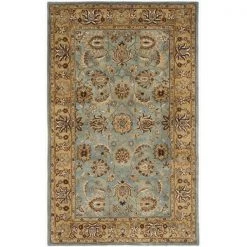 Safavieh HG958A-4 4 ft. x 6 ft. Small Rectangle; Traditional Heritage Blue And Gold Hand Tufted Rug