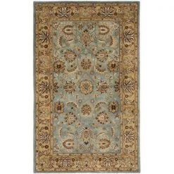 Safavieh HG958A-5 5 ft. x 8 ft. Medium Rectangle; Traditional Heritage Blue And Gold Hand Tufted Rug