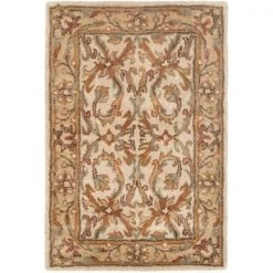 Safavieh HG967A-6 6 ft. x 9 ft. Medium Rectangle; Traditional Heritage Beige And Gold Hand Tufted Rug
