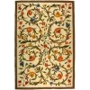 Safavieh HK248A-3R 3 ft. x 3 ft. Round; Country & Floral Chelsea Ivory Hand Hooked Rug