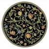 Safavieh HK248B-4R 4 ft. x 4 ft. Round; Country & Floral Chelsea Black Hand Hooked Rug
