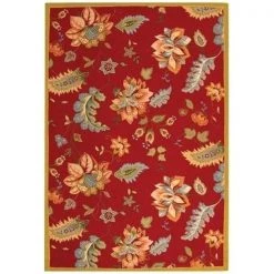 Safavieh HK306C-5R 5 ft. - 6 in. x 5 ft. - 6 in. Round; Country & Floral Chelsea Red Hand Hooked Rug
