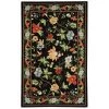 Safavieh HK311A-6 6 ft. x 9 ft. Medium Rectangle; Country & Floral Chelsea Black Hand Hooked Rug