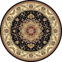Safavieh LNH329A-5R 5 ft. 3 in. x 5 ft. 3 in. Round Lyndhurst Black & Ivory Traditional Rug