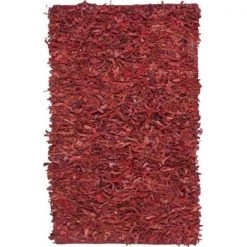 Safavieh LSG511D-24 2 ft. 3 in. x 4 ft. Accent Shag & Flokati Leather Red Hand Knotted Rug