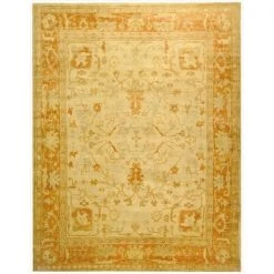 Safavieh OSH122A-9 9 x 12 ft. Rectangle Traditional Oushak Ivory & Rust Hand Knotted Rug