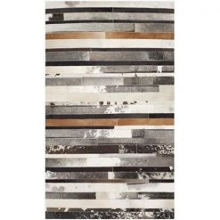 Safavieh STL215A-3 3 x 5 ft. Small Rectangle Shag & Flokati Studio Leather Ivory & Brown Area Rug