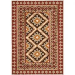 Safavieh VER099-0421-5 5 ft. 3 in. x 7 ft. 7 in. Rectangle Indoor & Outdoor Veranda Black & Creme Traditional Rug