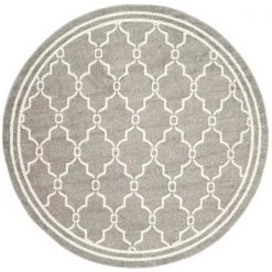 Safavieh AMT414R-7R Amherst Power Loomed Round Rug; Dark Grey - Beige; 7 x 7 ft.