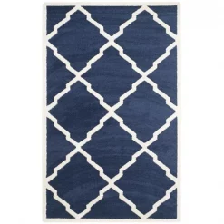Safavieh AMT421P-27 Amherst Power Loomed Rectangle Rug; Navy - Beige; 2 ft. 3 in. x 7 ft.