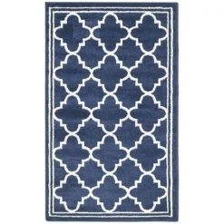 Safavieh AMT422P-3 Amherst Power Loomed Rectangle Rug; Navy - Beige; 3 x 5 ft.