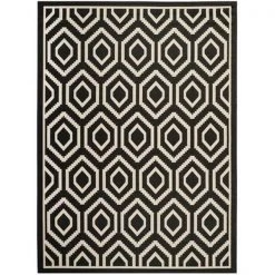 Safavieh CY6902-266-9 Courtyard Power Loomed Large Rectangle Rug; Black - Beige; 9 x 12 ft.