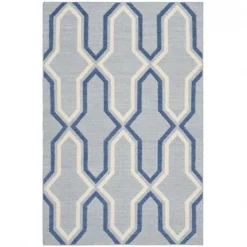 Safavieh DHU559B-5 Dhurries Hand Woven Flat Weave Medium Rectangle Rug; Light Blue - Dark Blue; 5 x 8 ft.