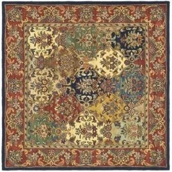 Safavieh HG911A-4SQ Heritage Hand Tufted Square Rug; Multi - Burgundy; 4 x 4 ft.