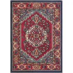 Safavieh MNC207C-3 Monaco Power Loomed Rectangle Rug; Red - Turquoise; 3 x 5 ft.
