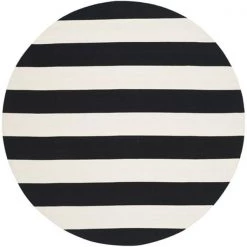 Safavieh MTK712D-8R Montauk Hand Woven Round Rug; Black - White; 8 x 8 ft.
