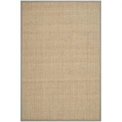 Safavieh NF114P-6 Natural Fiber Power Loomed Rectangle Rug; Natural - Grey; 6 x 9 ft.