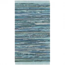 Safavieh RAR121B-2 Rag Rug Hand Woven Accent Rug; Blue - Multi; 2 x 3 ft.