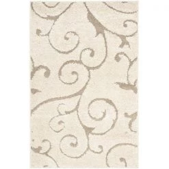 Safavieh SG455-1113-24 Florida Shag Power Loomed Rectangle Rug; Cream - Beige; 2 ft. 3 in. x 4 ft.