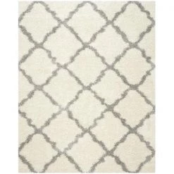 Safavieh SGD257F-6 Dallas Shag Power Loomed Rectangle Rug; Ivory - Grey; 6 x 9 ft.