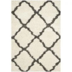 Safavieh SGD257H-6 Dallas Shag Power Loomed Rectangle Rug; Ivory - Dark Grey; 6 x 9 ft.