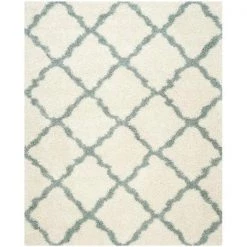 Safavieh SGD257J-8 Dallas Shag Power Loomed Rectangle Rug; Ivory - Light Blue; 8 x 10 ft.