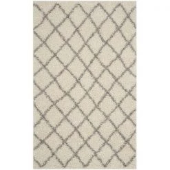 Safavieh SGD258F-6 Dallas Shag Power Loomed Rectangle Rug; Ivory - Grey; 6 x 9 ft.